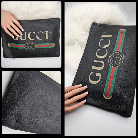 Gucci  Black Leather Portfolio Clutch - Picture 6 of 17